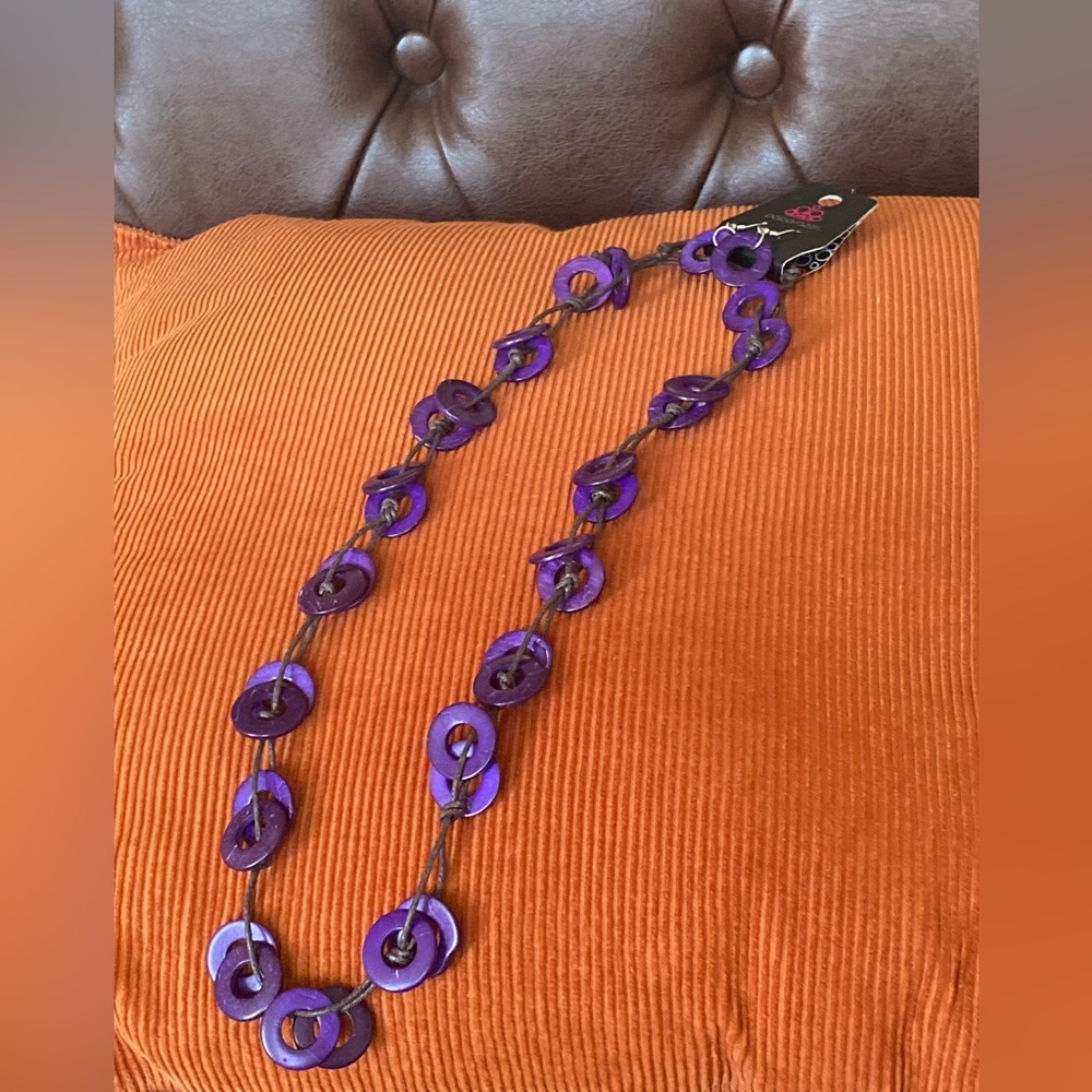 Paparazzi Wooden Jewelry Set Necklace+Earrings Purple